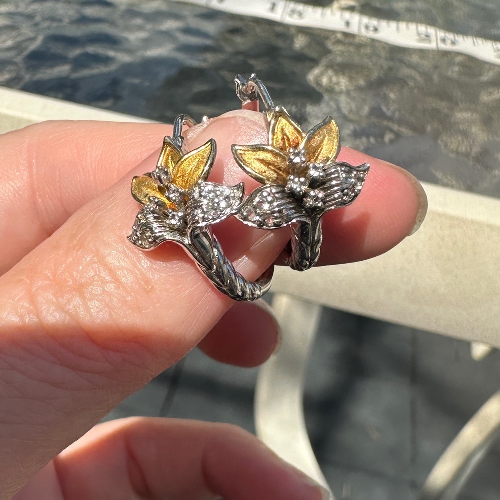 Sterling Silver Topaz Floral Earrings
